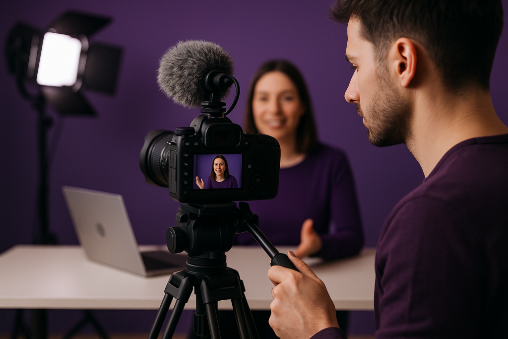 Team bei der professionellen Videoproduktion für Unternehmensfilme