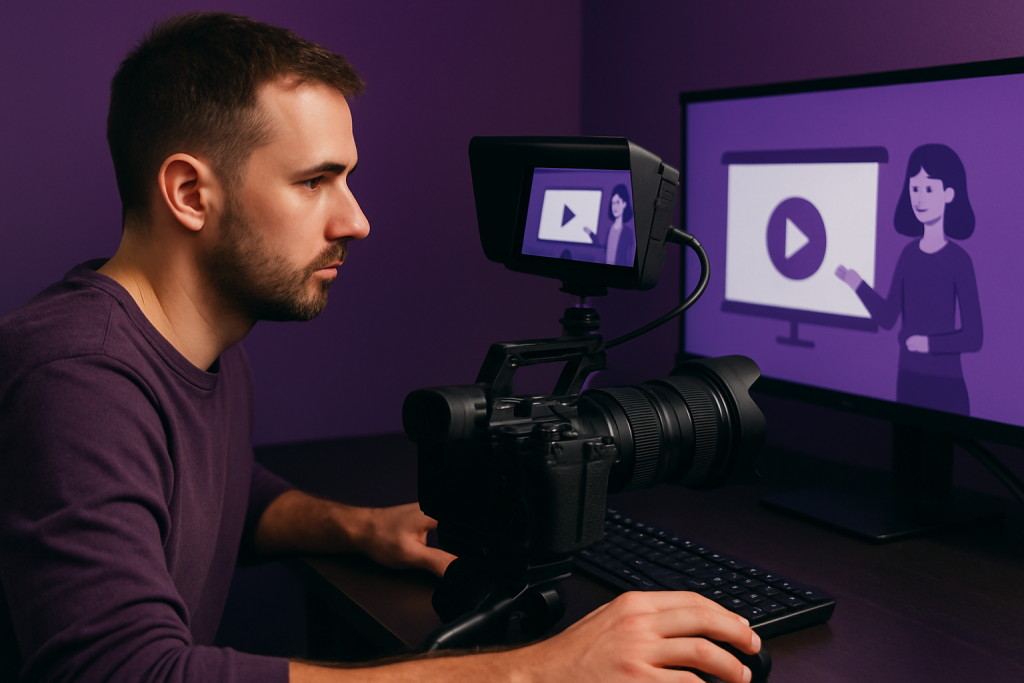 Kreatives Team bei der Videoproduktion im Studio